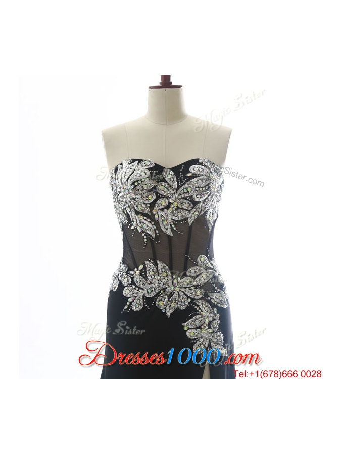 Beautiful Sweetheart Beading Brush Train Prom Dresses in Purple