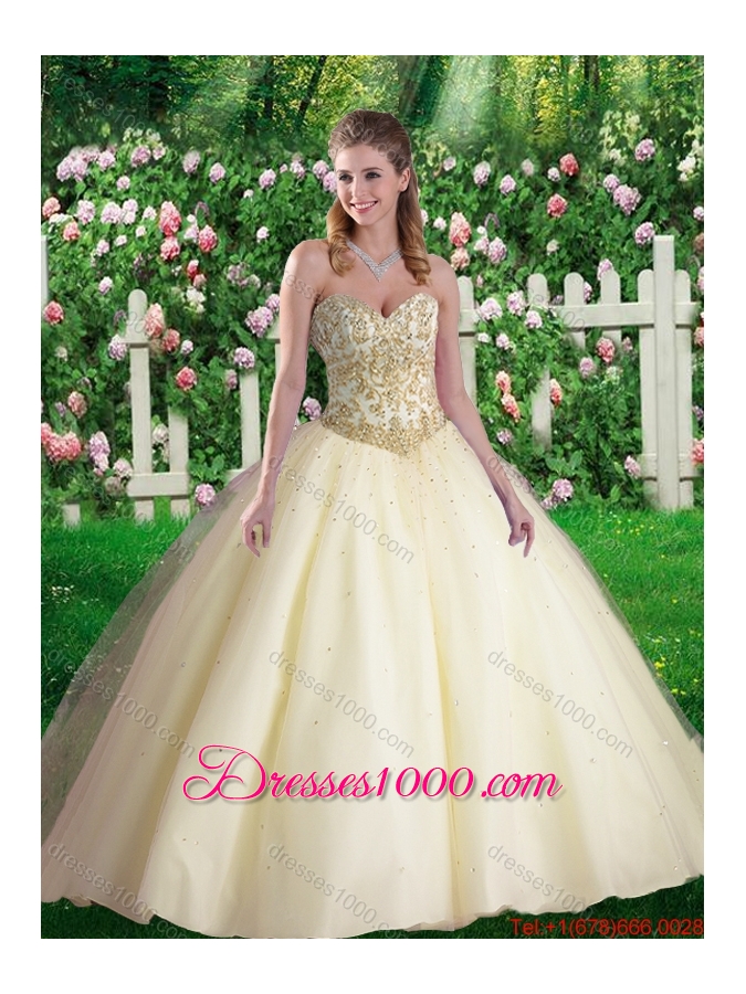 Cheap Ball Gown Sweetheart Quinceanera Dresses in Champagne