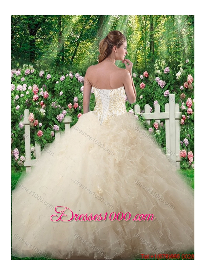 Elegant Champagne Sweet 16 Dresses with Beading and Ruffles