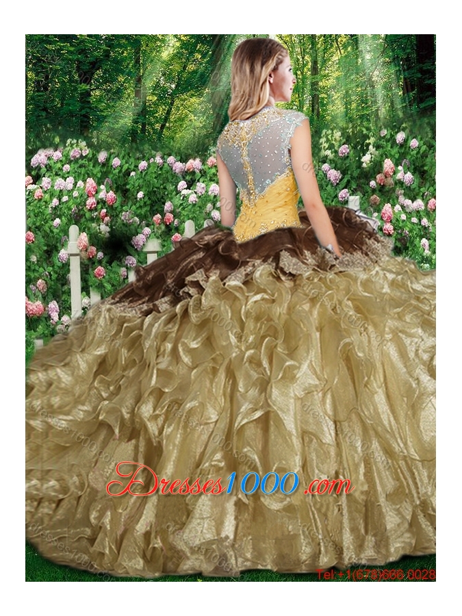 Elegant Straps Sweet 16 Gowns with Beading and Ruffles