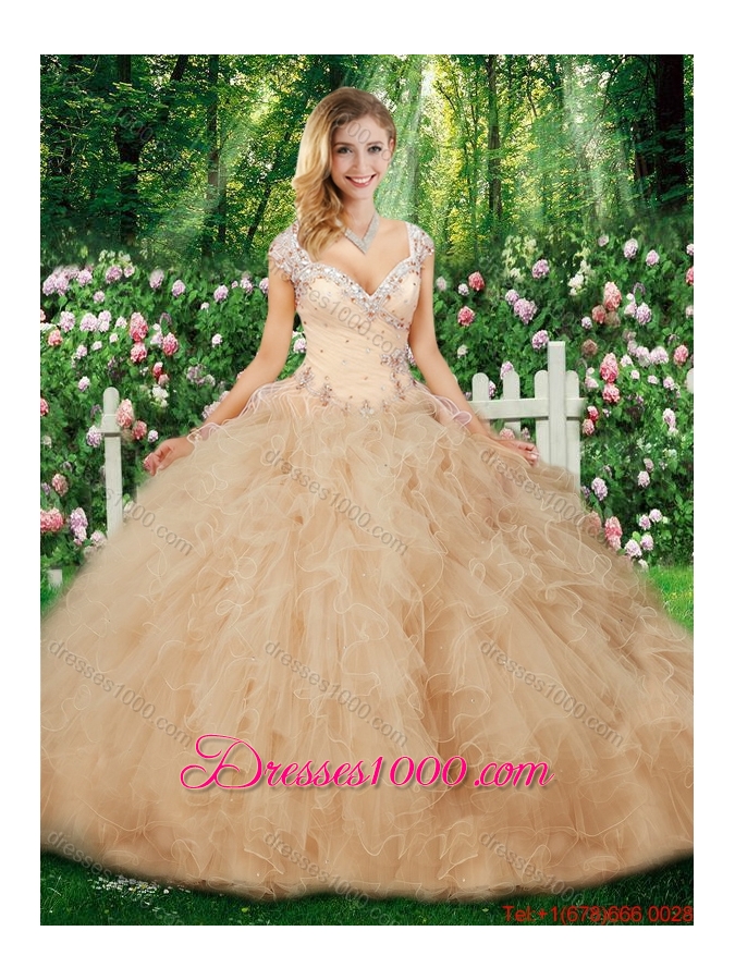 Hot Sale Ball Gown Quinceanera Gowns with Beading and Ruffles