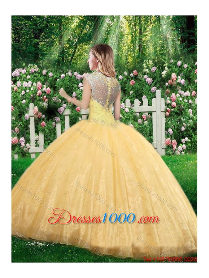 Latest Ball Gown Straps Sweet Sixteen Dresses with Beading