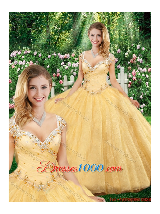 Latest Ball Gown Straps Sweet Sixteen Dresses with Beading