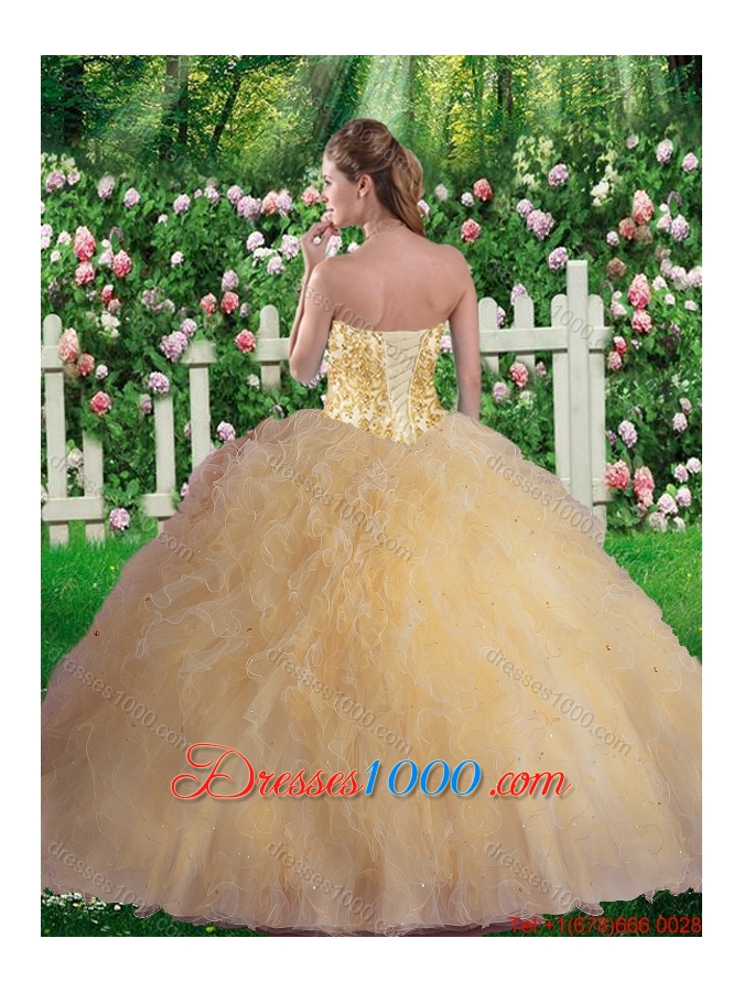 Luxurious Sweetheart Champagne Quinceanera Dresses with Beading