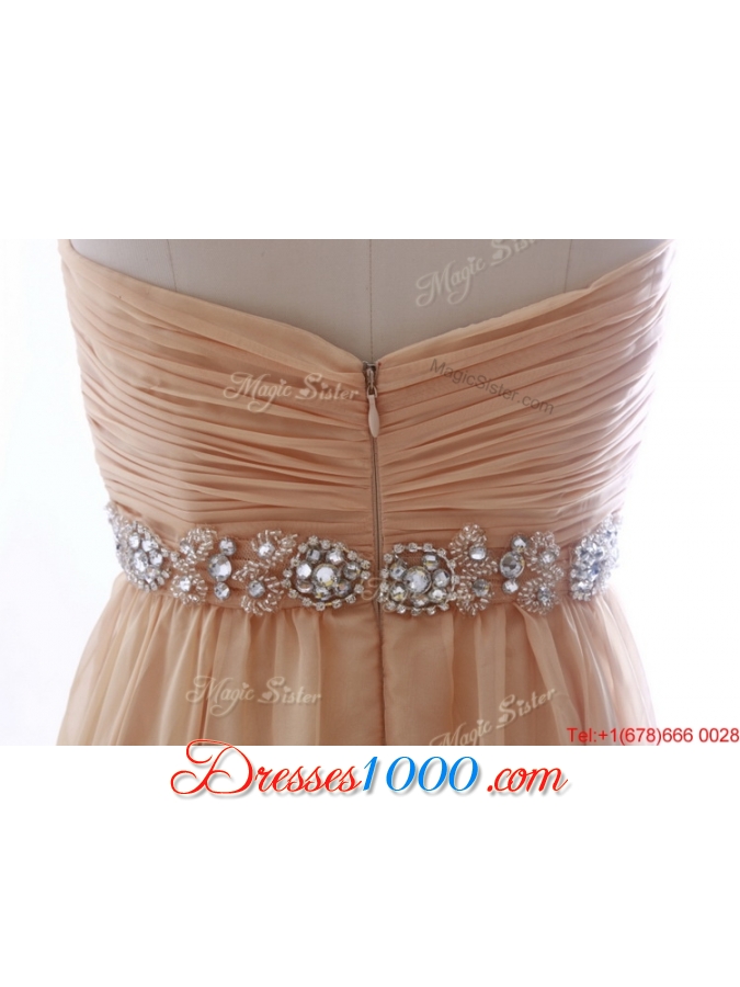 Most Popular Beading Long Prom Dresses in Peach for 2016 Summer