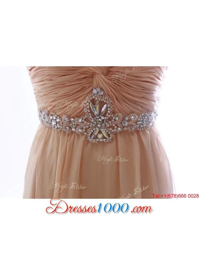 Most Popular Beading Long Prom Dresses in Peach for 2016 Summer