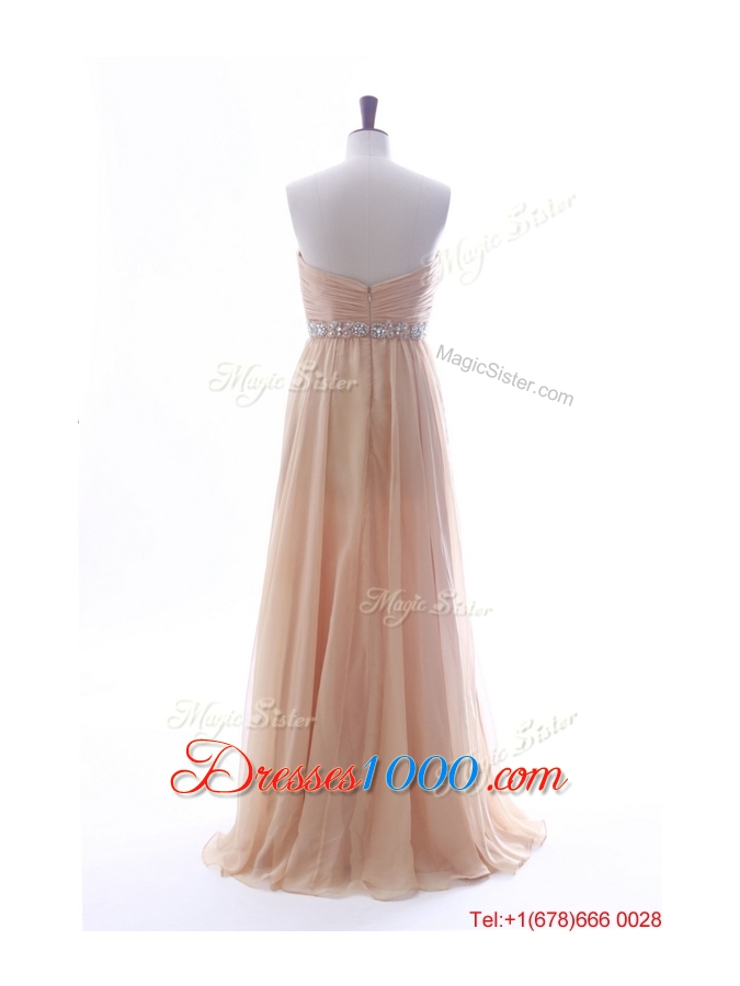 Most Popular Beading Long Prom Dresses in Peach for 2016 Summer