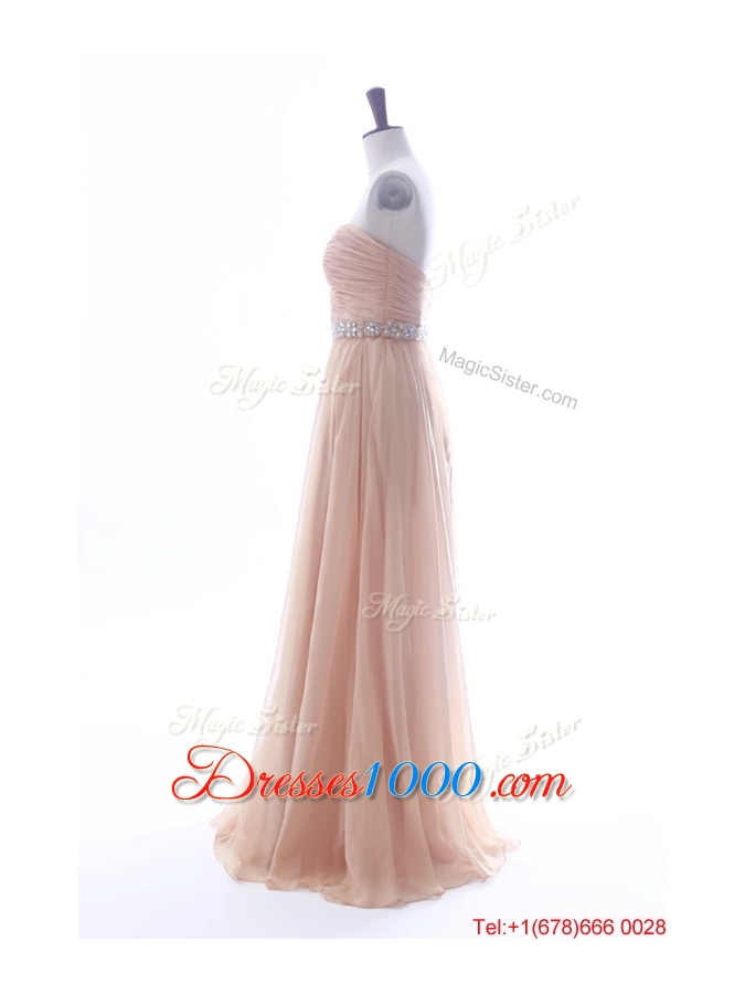 Most Popular Beading Long Prom Dresses in Peach for 2016 Summer