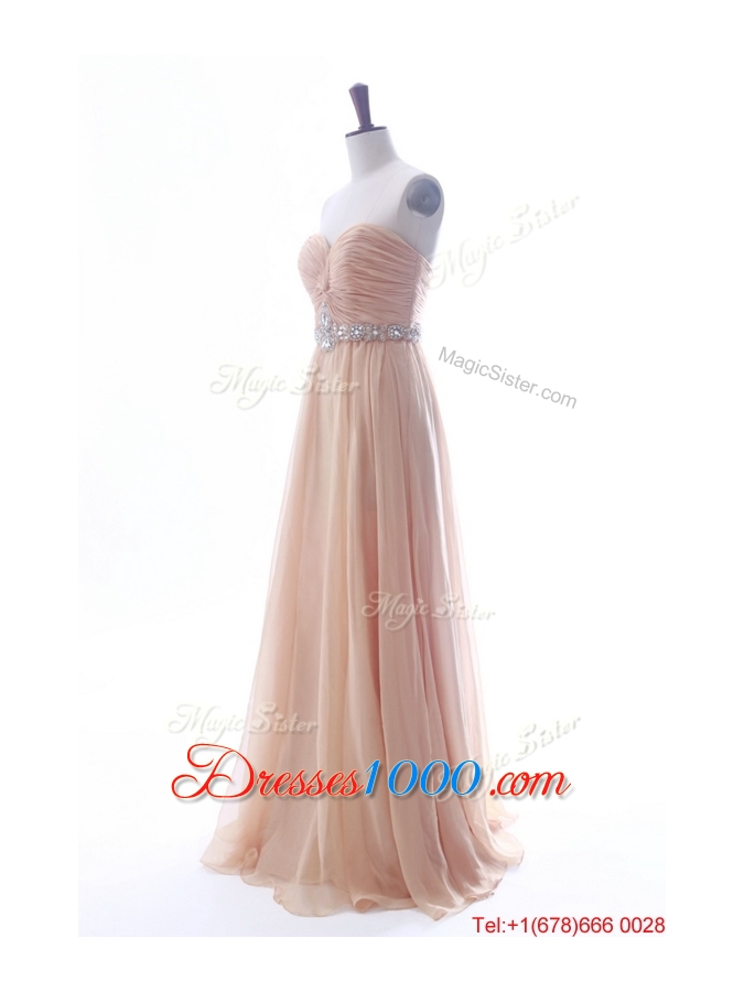 Most Popular Beading Long Prom Dresses in Peach for 2016 Summer