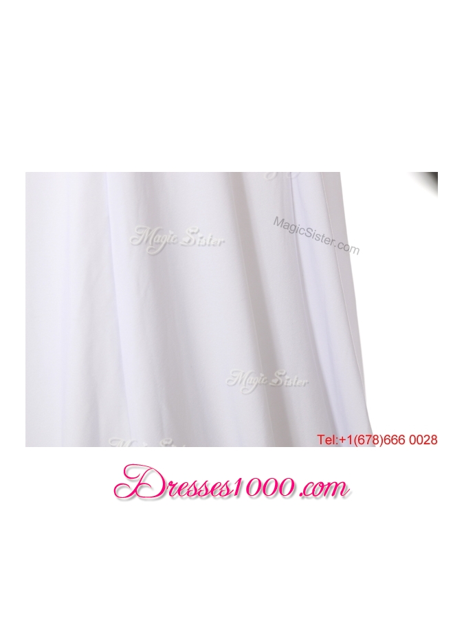 New Style 2016 Empire White Prom Dresses with Beading and High Slit