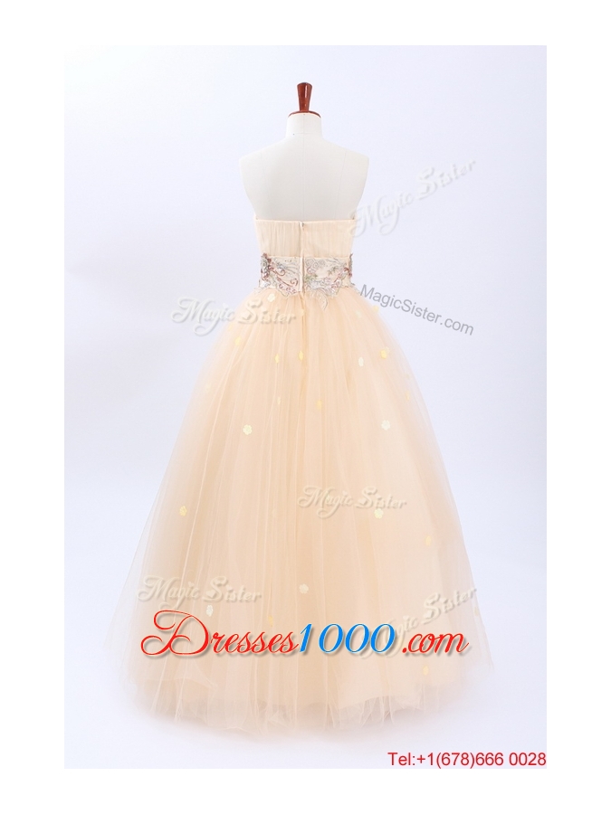 Pretty 2016 Perfect A Line Strapless Wedding Dresses with Appliques