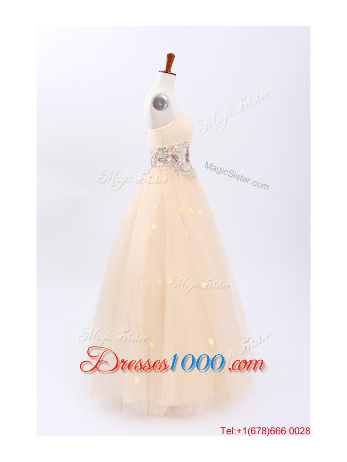 Pretty 2016 Perfect A Line Strapless Wedding Dresses with Appliques