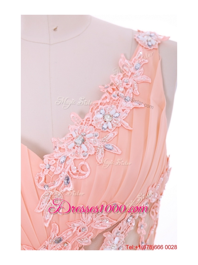 Pretty Romantic A Line One Shoulder Ruffles Wedding Gowns in Watermelon Red