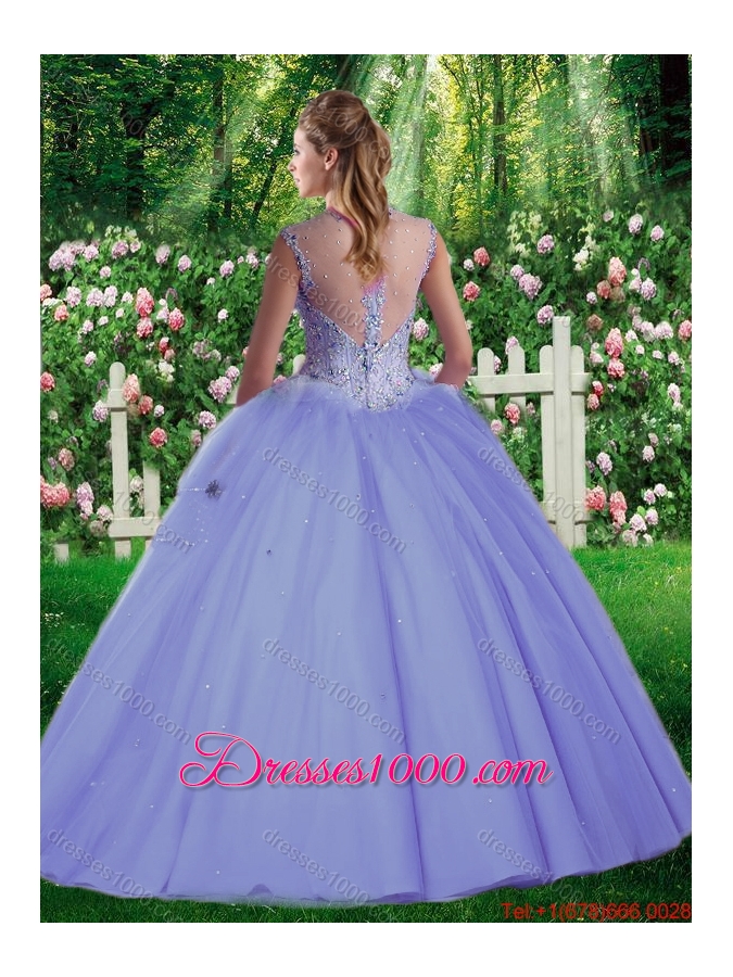 Simple Straps Beading Quinceanera Gowns for 2016