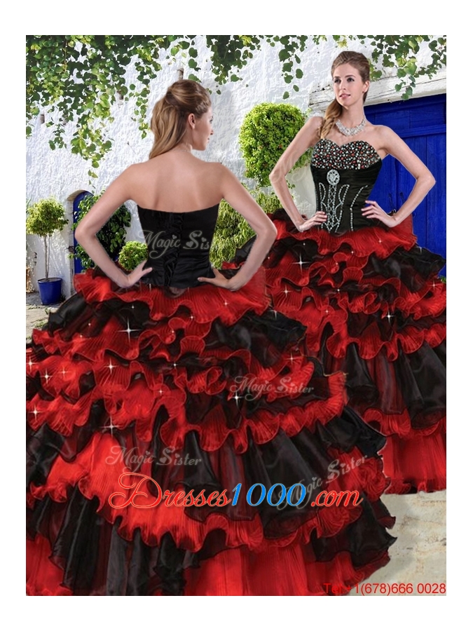 Luxurious 2016 Spring Beaded Multi Color Quinceanera Dresses with Ruffled Layers