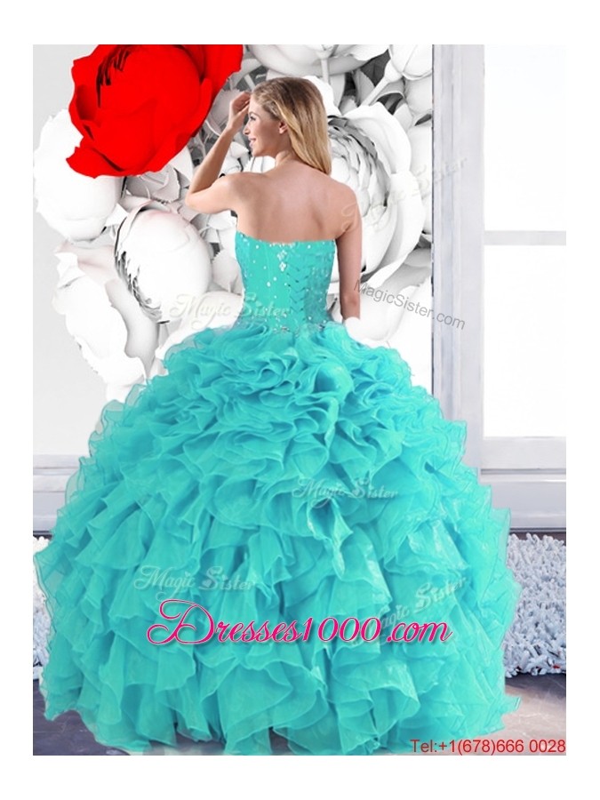 2015 Designer Sweetheart Quinceanera Dresses with Beading and Ruffles