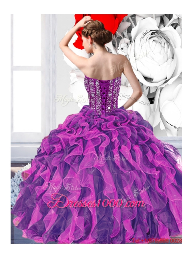 2015 Elegant Beading and Ruffled Layers Quinceanera Dresses in Multi Color