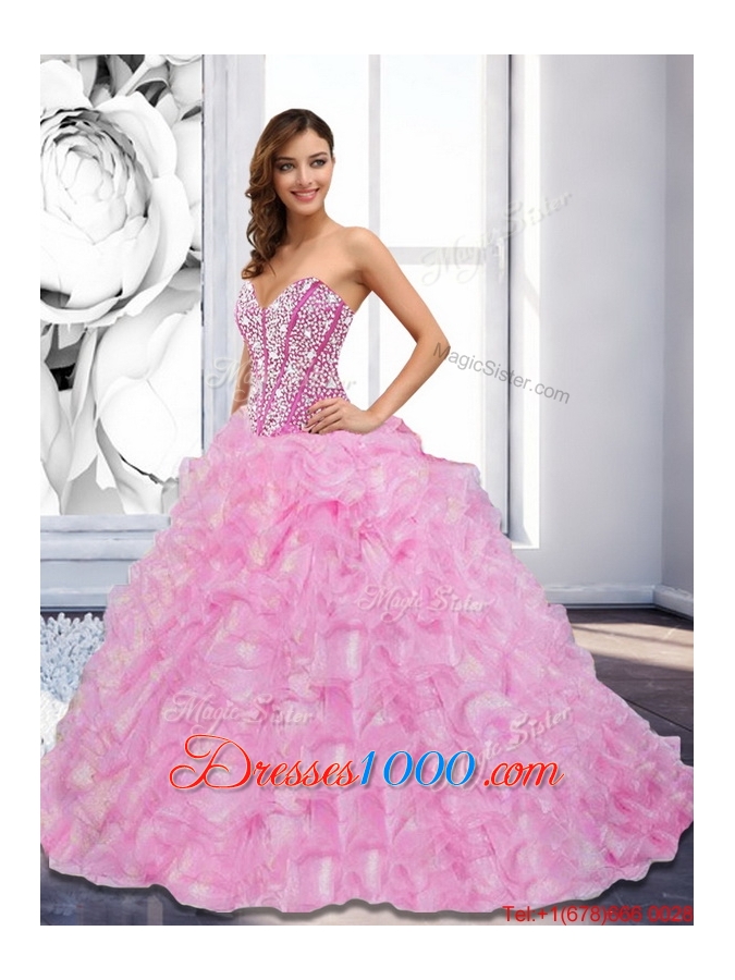Elegant Beading and Ruffles Sweetheart 2015 Quinceanera Dresses
