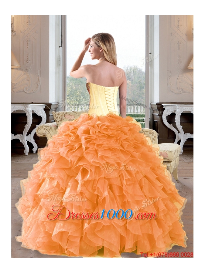 Fashionable Beading and Ruffles Sweetheart Sweet Fifteen Dresses for 2015