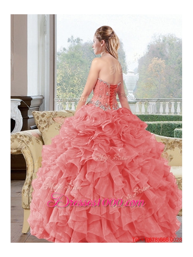 Most Popular Beading and Ruffles Sweetheart 2015 Quinceanera Dresses in Baby Blue