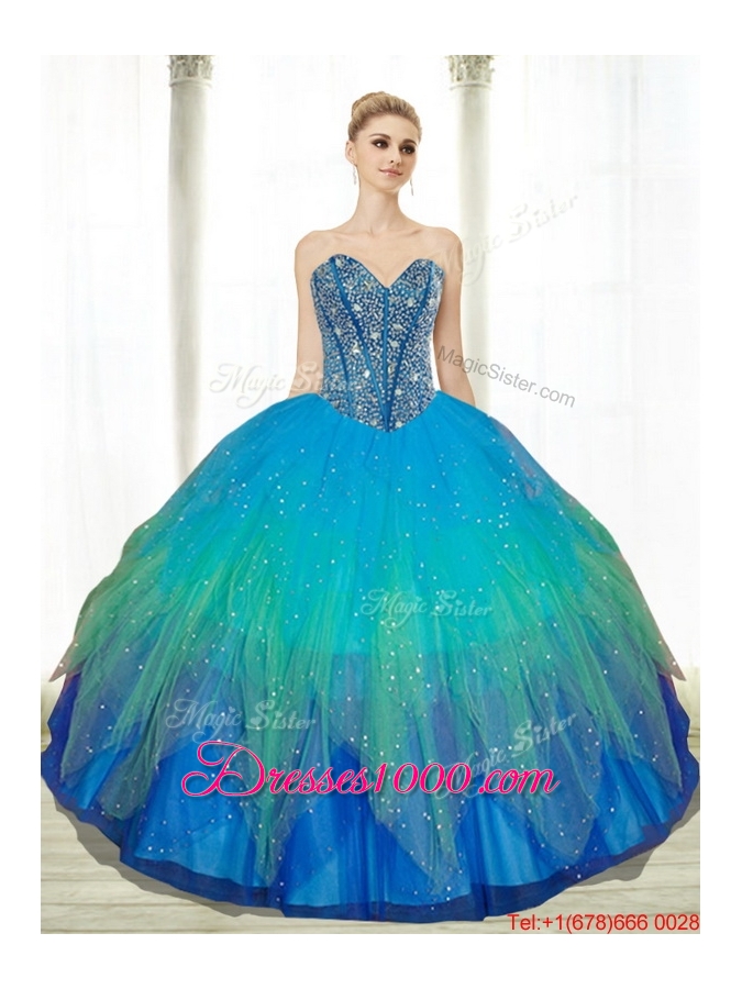 Most Popular Beading Sweetheart Tulle Quinceanera Dresses