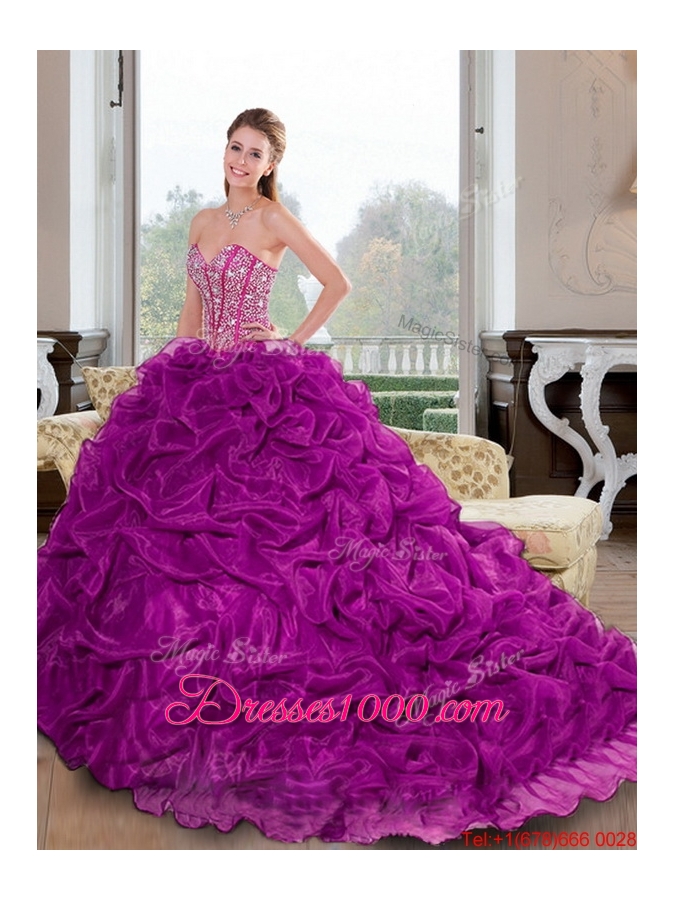 Most Popular Sweetheart 2015 Quinceanera Dresses with Beading and Pick Ups