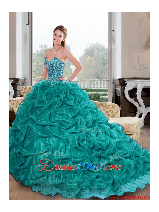 New Style 2015 Sweetheart Quinceanera Dresses with Beading and Pick Ups