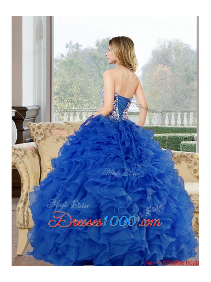 Remarkable Beading and Ruffles Sweetheart Quinceanera Gown for 2015