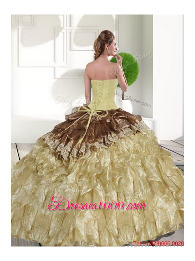 2015 Most Popular Sweetheart Quinceanera Gowns with Beading and Ruffles