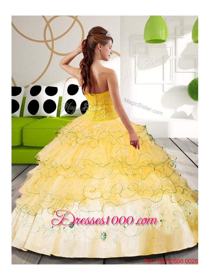 2015 Hot Pink Ball Gown Sweet 15 Dresses with Appliques