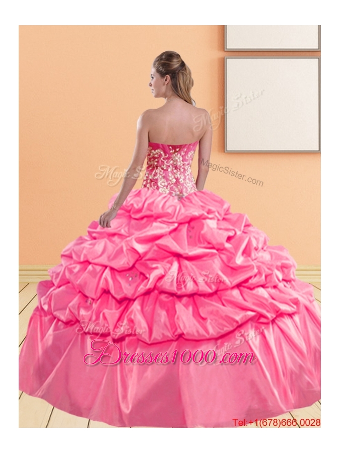 Elegant Sweetheart 2015 Quinceanera Gown with Appliques and Pick Ups