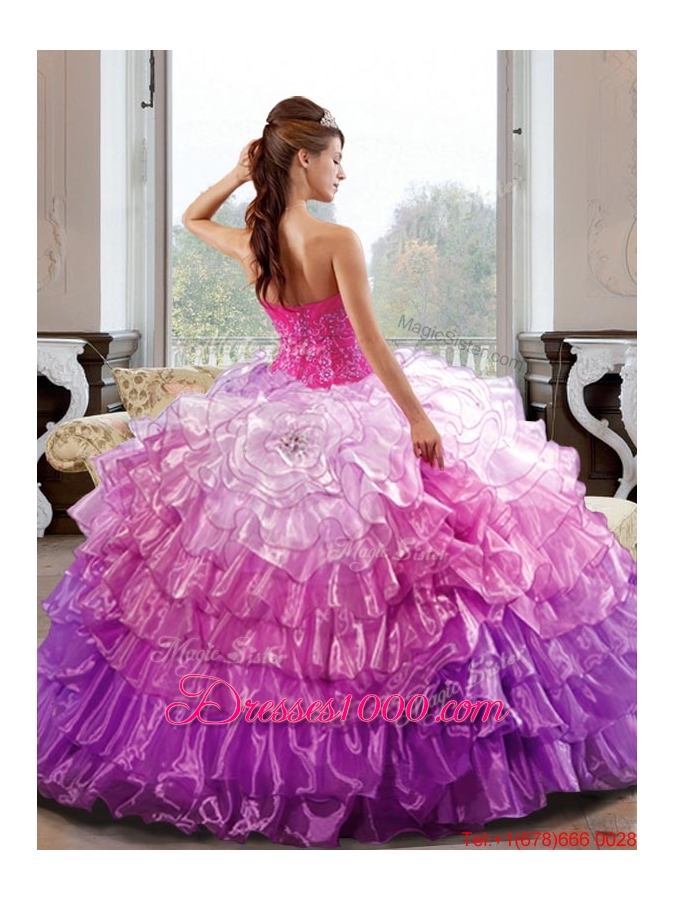 Fashionable Sweetheart 2015 Quinceanera Dress with Appliques and Ruffled Layers