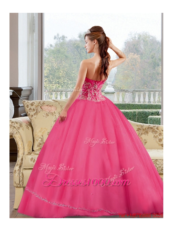 Fashionable Sweetheart Floor Length 2015 Quinceanera Gown with Appliques