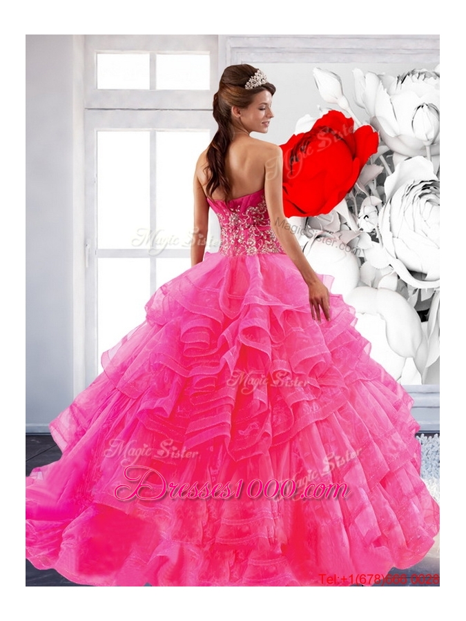 Most Popular Sweetheart Ball Gown 2015 Quinceanera Dress with Appliques