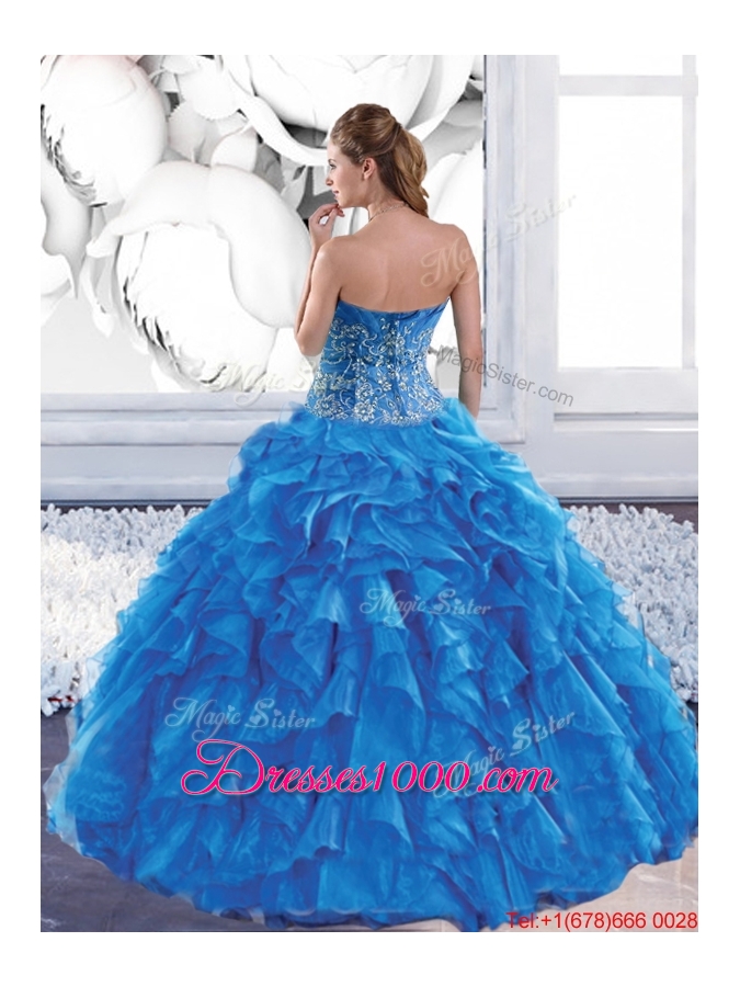 Most Popular Sweetheart Teal Sweet 16 Dresses with Appliques and Ruffles
