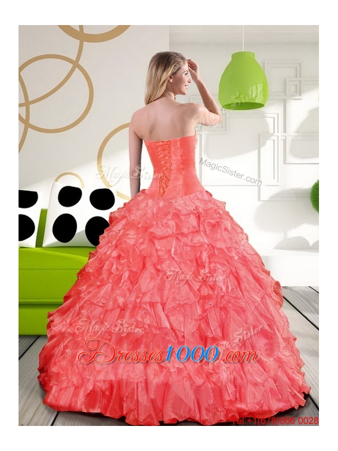 New Style Sweetheart 2015 Quinceanera Dress with Beading and Ruffles