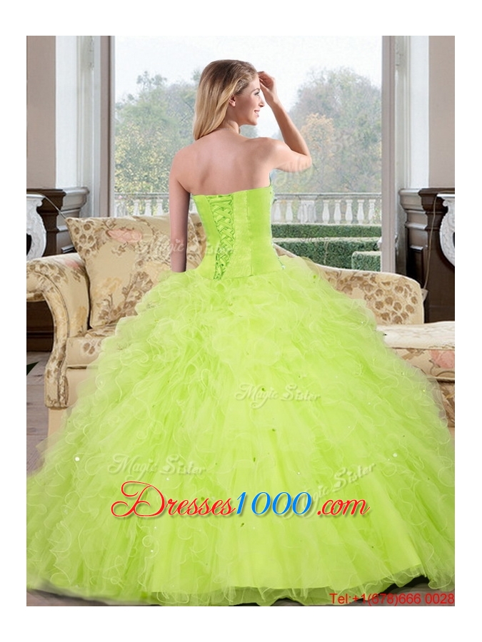 New Style Sweetheart Beading and Ruffles Quinceanera Gown for 2015