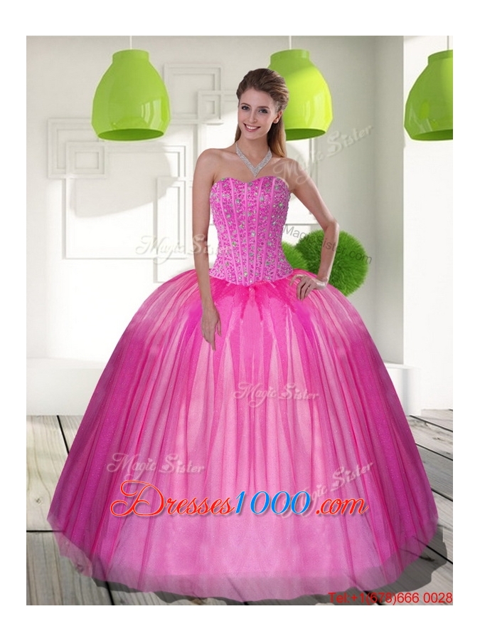 2015 Designer Beading Sweetheart Ball Gown Quinceanera Dresses
