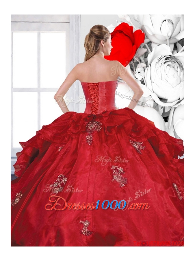 2015 Designer Sweetheart Ball Gown Quinceanera Dresses with Appliques