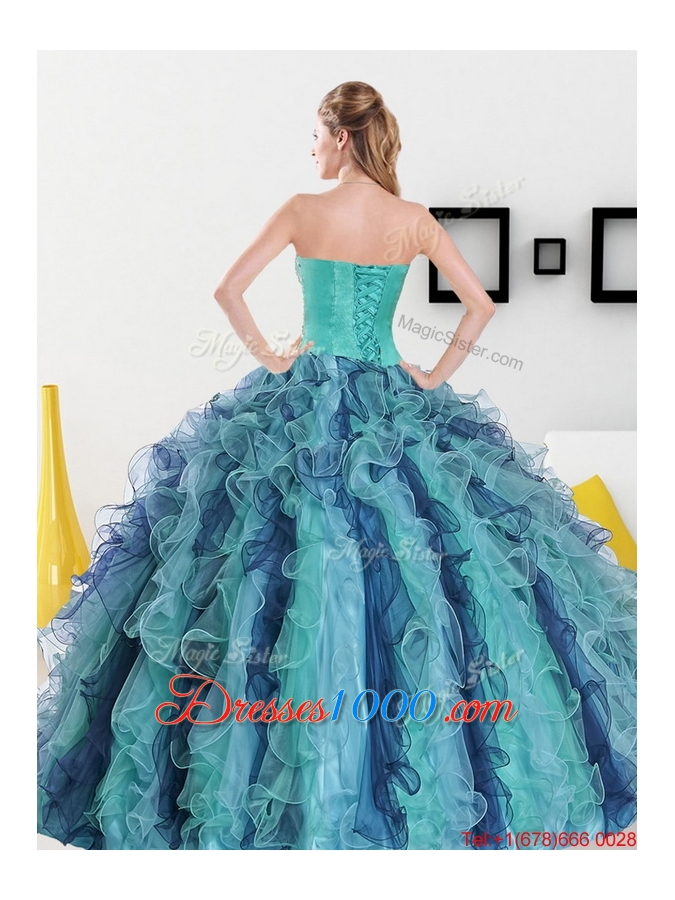 2015 Fashionable Sweetheart Quinceanera Dresses with Appliques and Ruffles