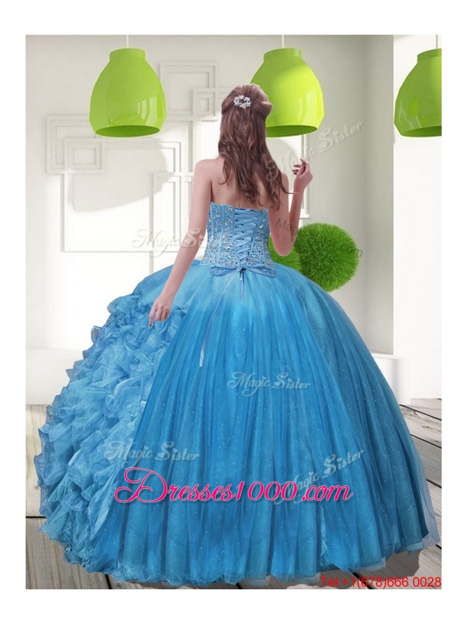 2015 Most Popular Sweetheart Quinceanera Dresses with Beading and Ruffles