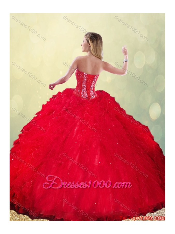 2016 Latest Sweetheart Beading Quinceanera Dresses with Ruffles