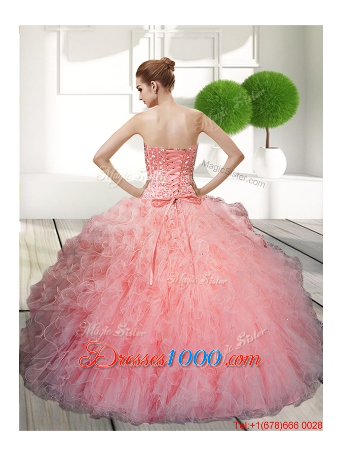 Designer Ball Gown Beading and Ruffles Quinceanera Dresses for 2015