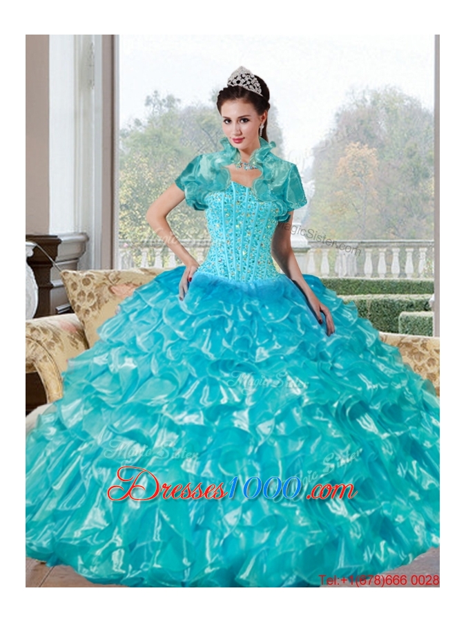 Designer Beading and Ruffles Sweetheart Quinceanera Dresses for 2015