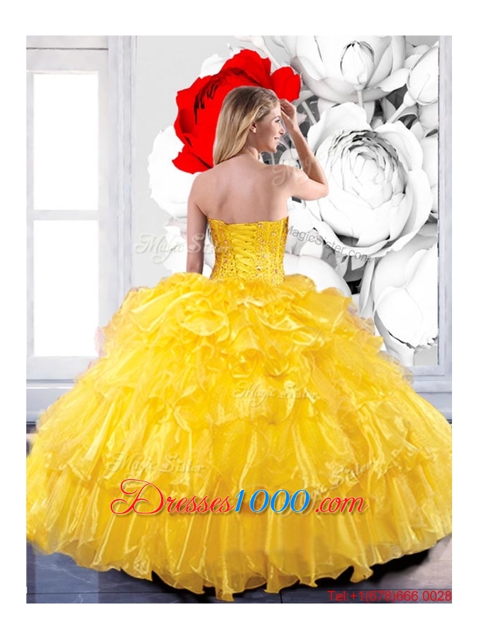 Most Popular Sweetheart 2015 Quinceanera Dresses with Beading and Ruffled Layers
