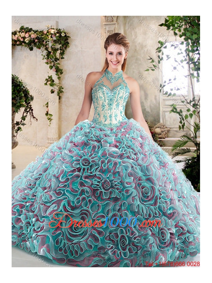 New Arrivals Halter Top Quinceanera Dresses with Appliques