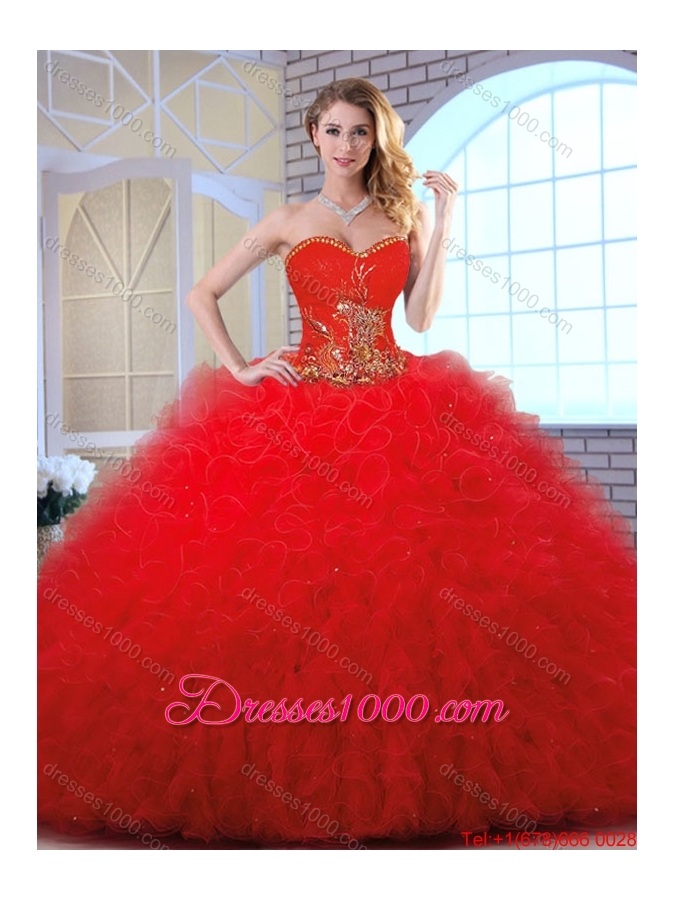 2016 Cheap Appliques and Ruffles Quinceanera Gowns with Sweetheart