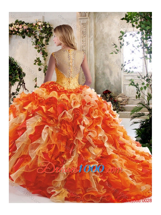 2016 Classical Straps Quinceanera Dresses with Beading and Ruffles