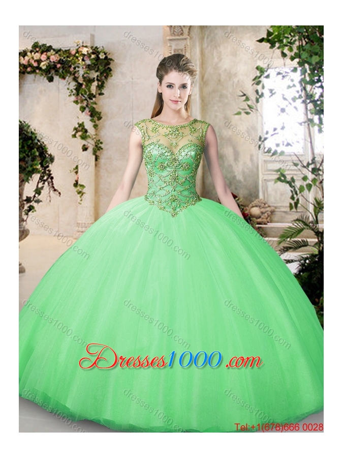 2016 Inexpensive Bateau and Beading Quinceanera Dresses