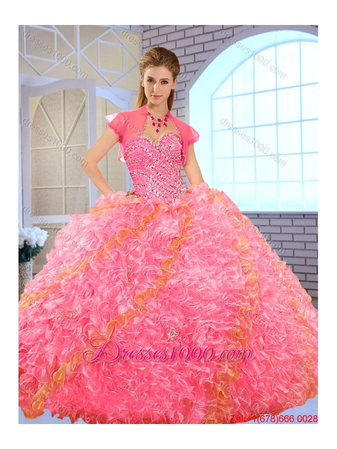 2016 Spring Gorgeous Beading Quinceanera Dresses with Beading and Ruffles
